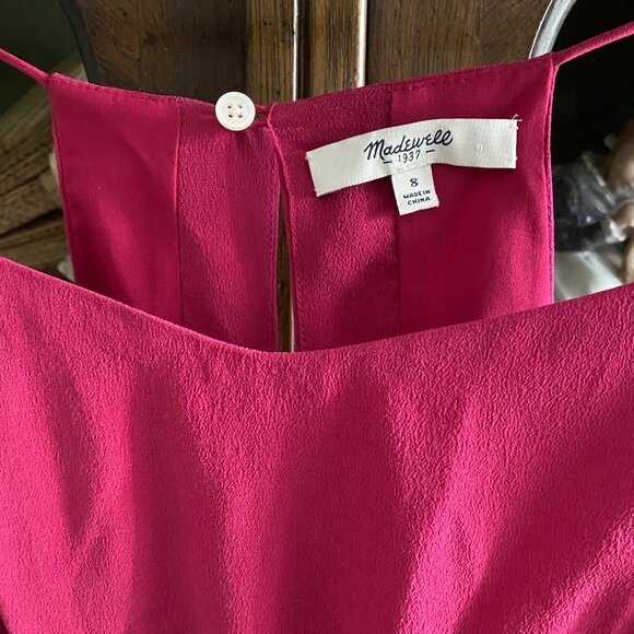 Madewell Silk Fuchsia Pink Strappy Mini Dress Size 8 - Picture 11 of 11